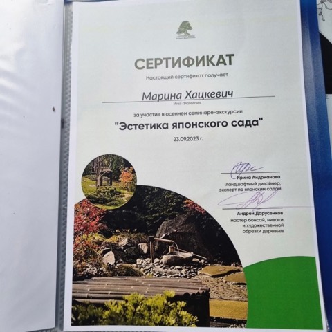 Сертификат семинара «Эстетика японского сада»
